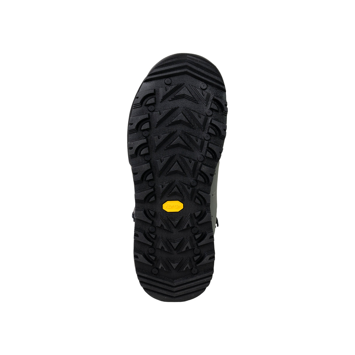 Svart gummisula från Skwala Fishing Carbon Boot med fiskemönster och gul logotyp, perfekt för fiskeäventyr.