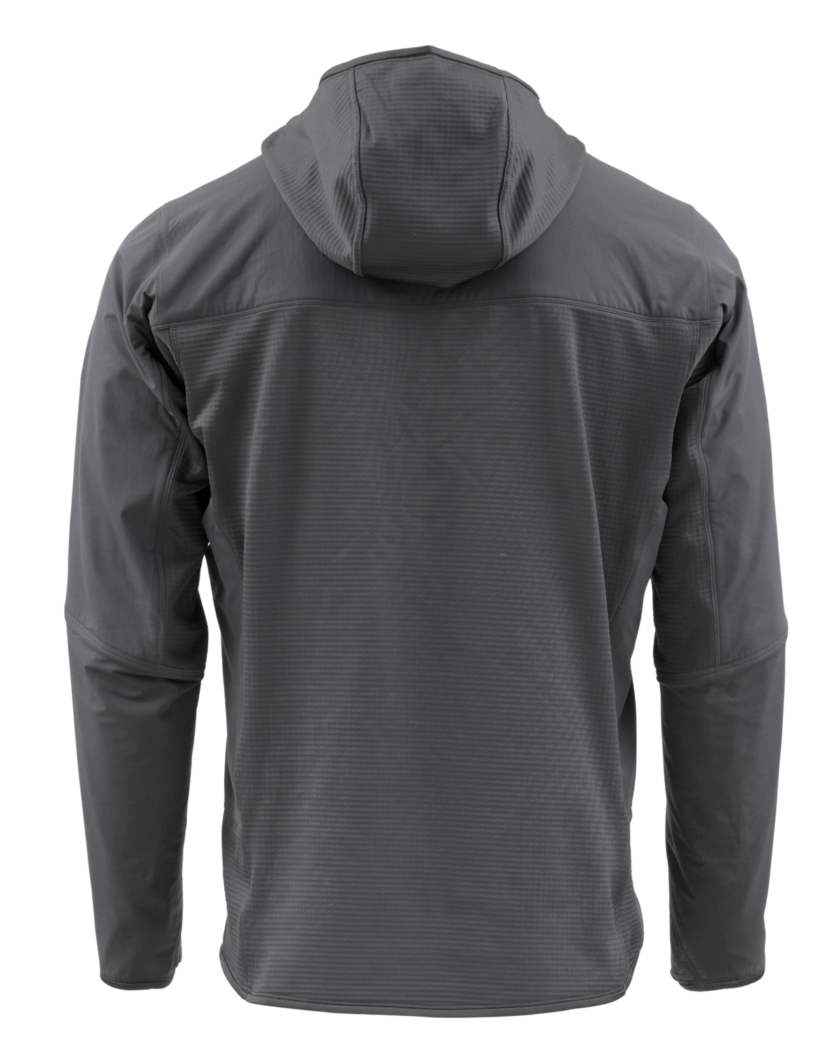 Baksida av Skwala Fishing Fusion Tactical Hoody i mörkgrått, långärmad, fleece för fiskeäventyr, inga synliga loggor.
