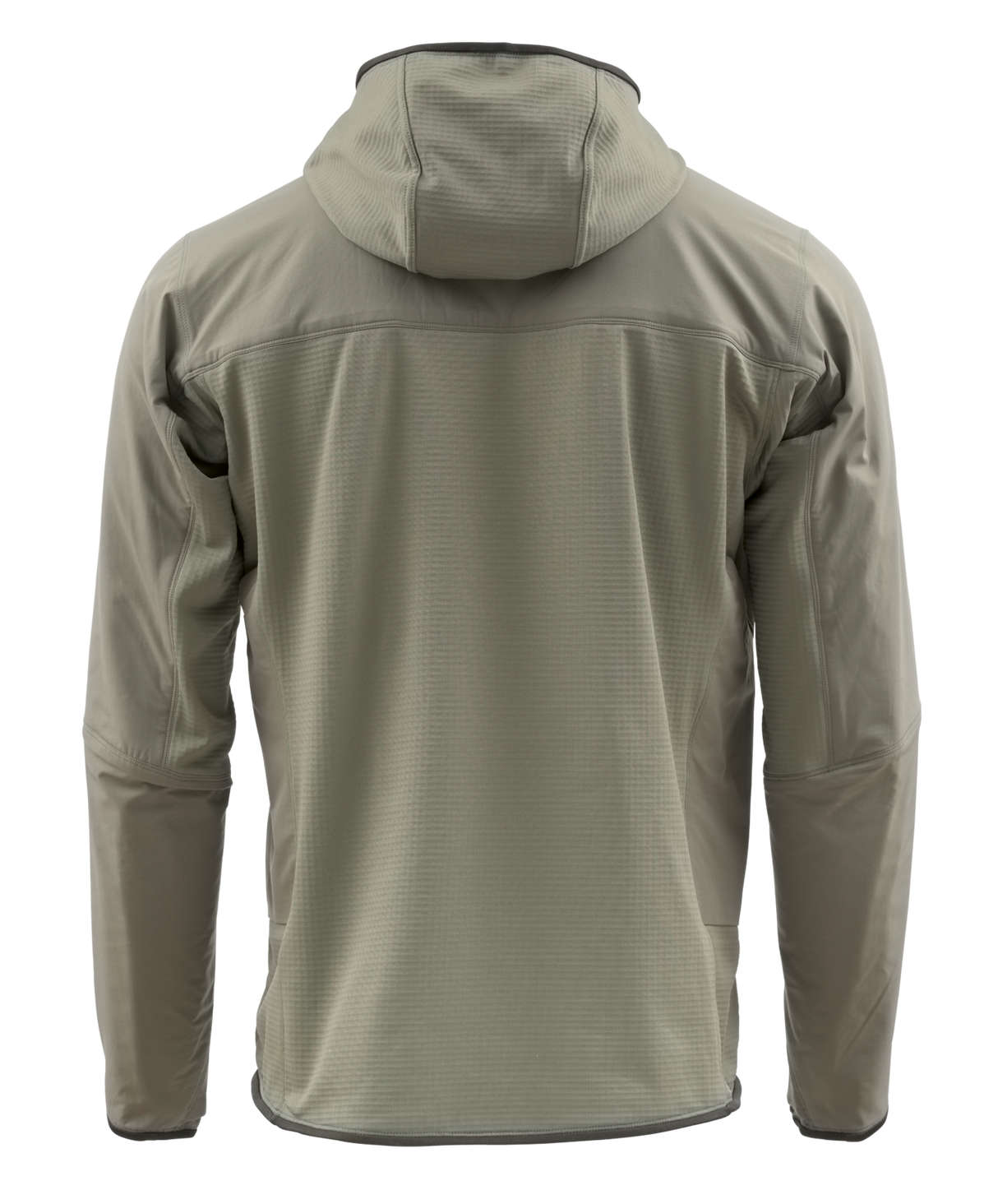 Baksidan av Skwala Fishing Fusion Tactical Hoody i ljusgrön, perfekt för fiskeäventyr. Långa ärmar, slät passform.