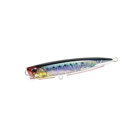 DUO Rough Trail Bubbly 135F Genkai Sardine fiskedrag med silverkropp och rödmålad mun för sportfiske, på vit bakgrund.