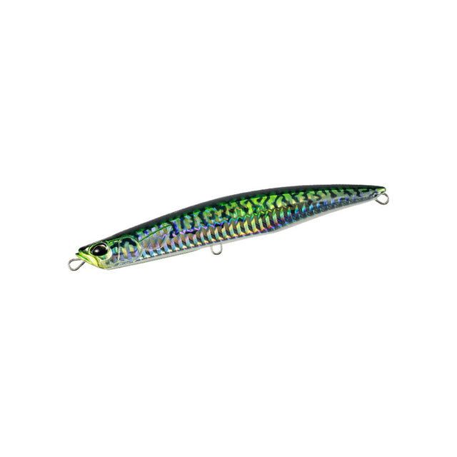 DUO Rough Trail Malice 130 Mackerel HD, fiskedrag med grön-blå-gul yta och dubbla öglor för havsfiske och jig-minnow.