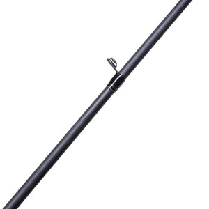 Närbild av Renzstein Beastly Stripe Cast 76 fots 5-25g 2-delat spö med Microwave Line Guide mot vit bakgrund.